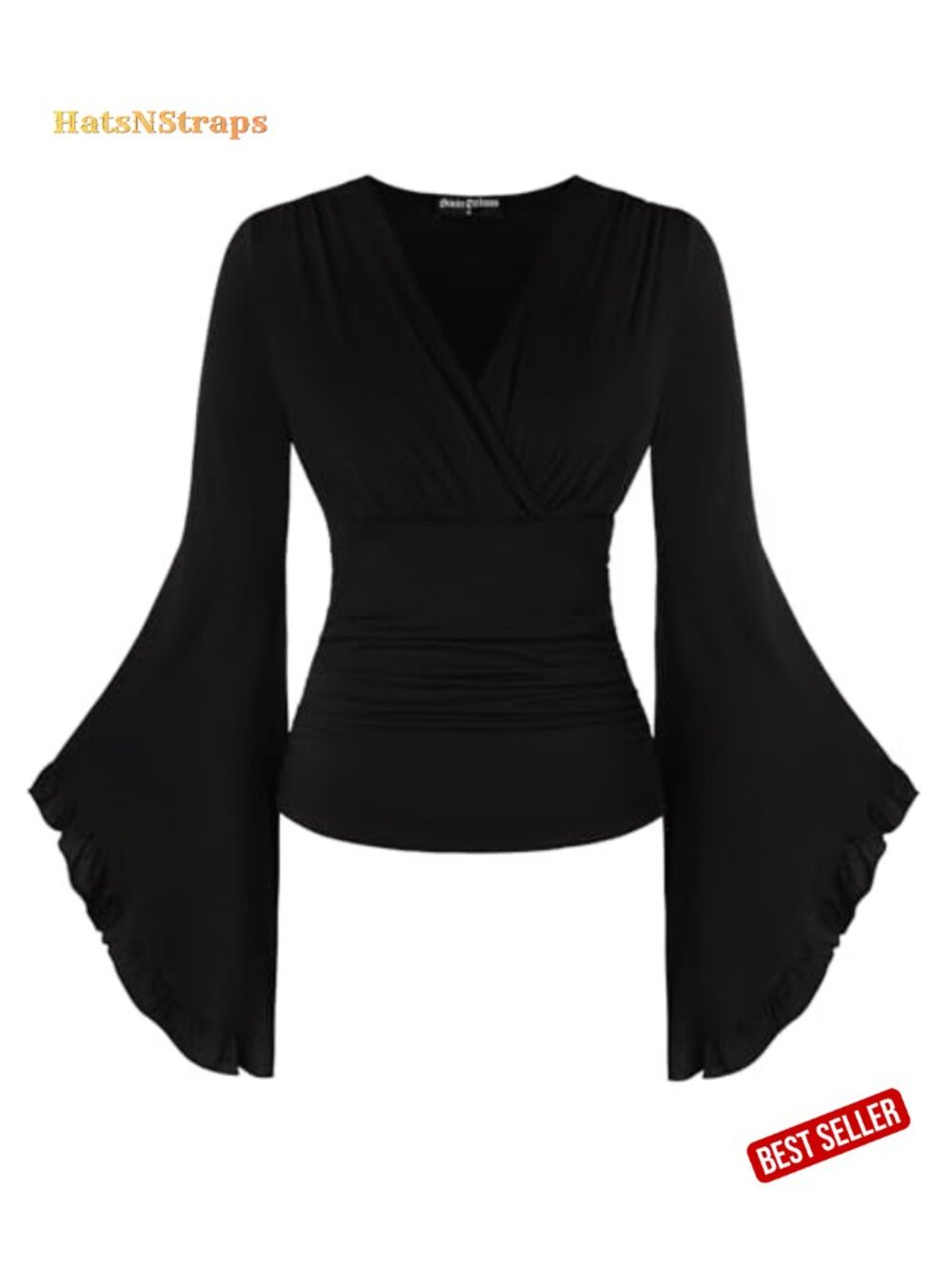 Women's Renaissance Bell Sleeve V-Neck Peasant Blouse
